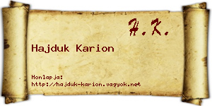 Hajduk Karion névjegykártya